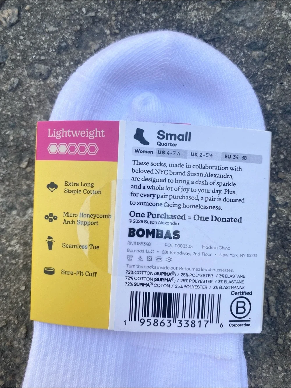 Bombas x Susan Alexandra NWT White Socks with Multicolored Beads